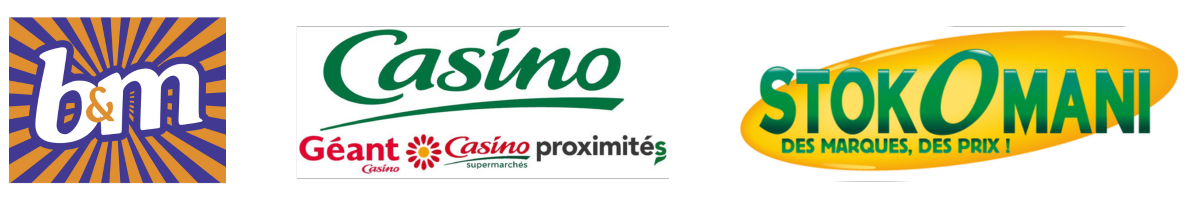 Logos des enseignes, discounteurs et EDMP qui ont fait confiance à Kap4Home: B&M, Casino, Stokomani